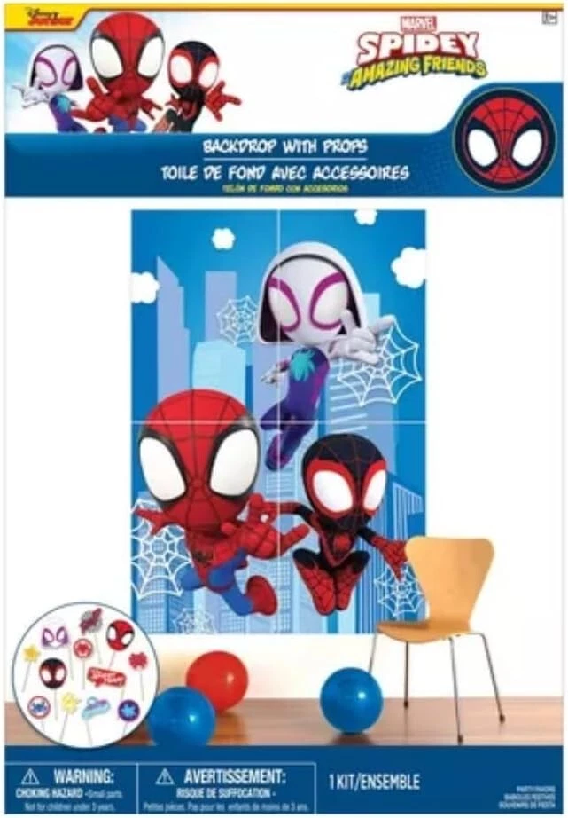 Marvel Spidey Amazing Friends Backdrop with Props Kids Birthday Party Decoration - Image 4 of 4
