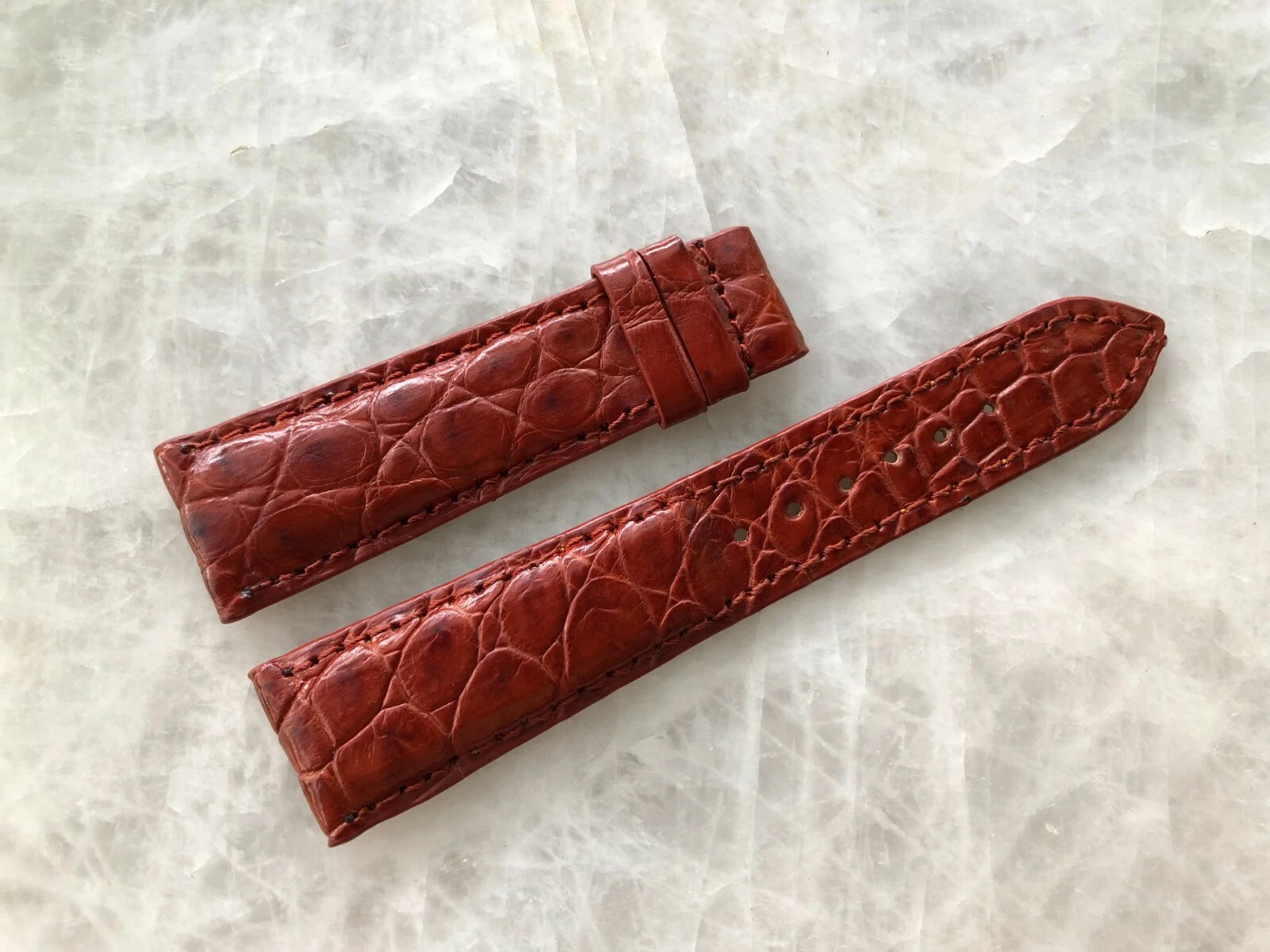21mm/18mm Brown Alligator Crocodile Embossed Leather Watch Strap Band