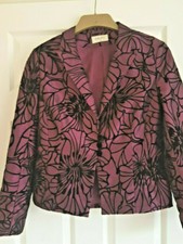 Kaliko Purple Silk Flower Embossed Evening Jacket Size 12 - Bust 38"