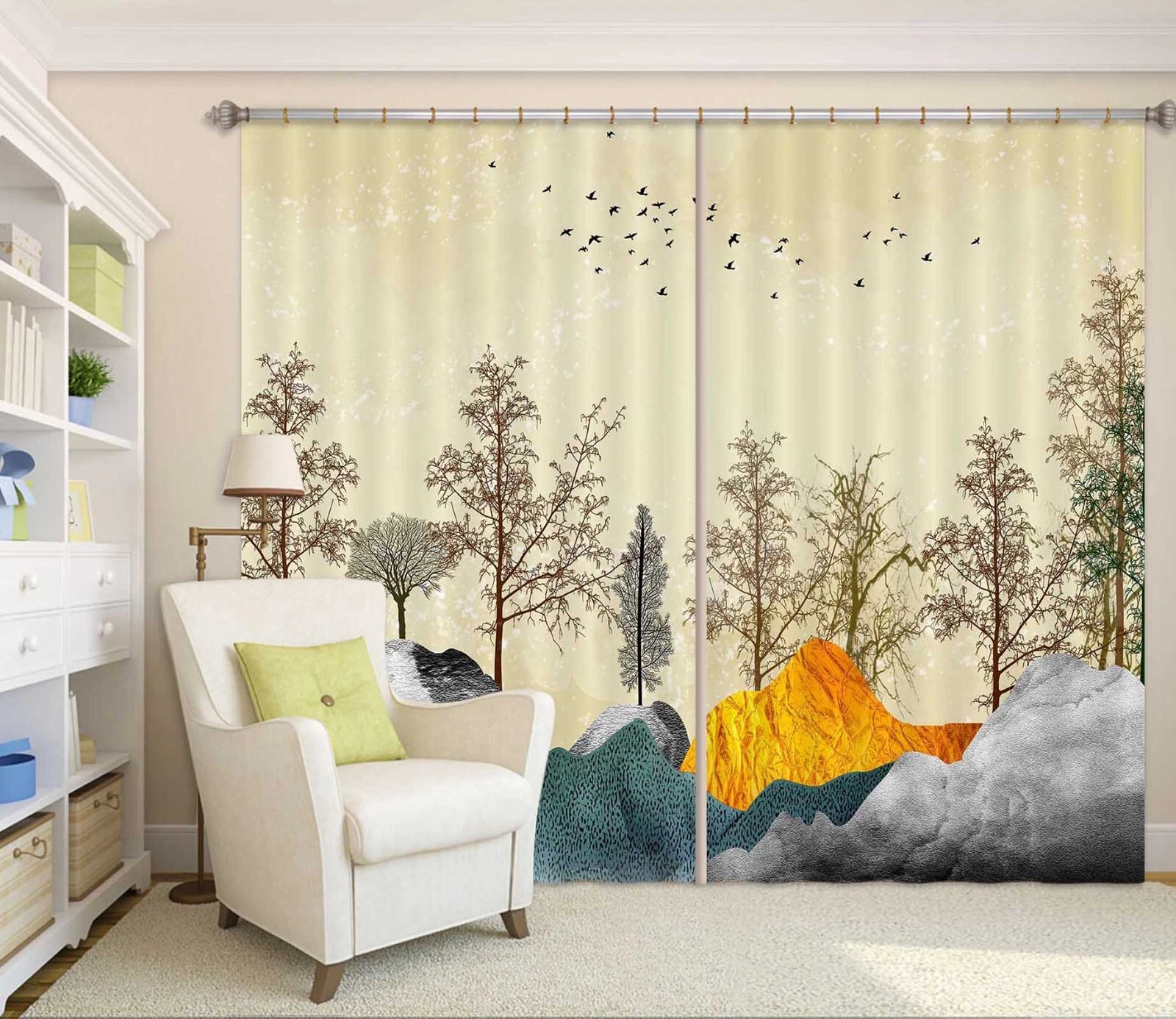 3D Tree Painting ZHUC5208 Photo Curtain Window Blockout Fabric Vera 2023