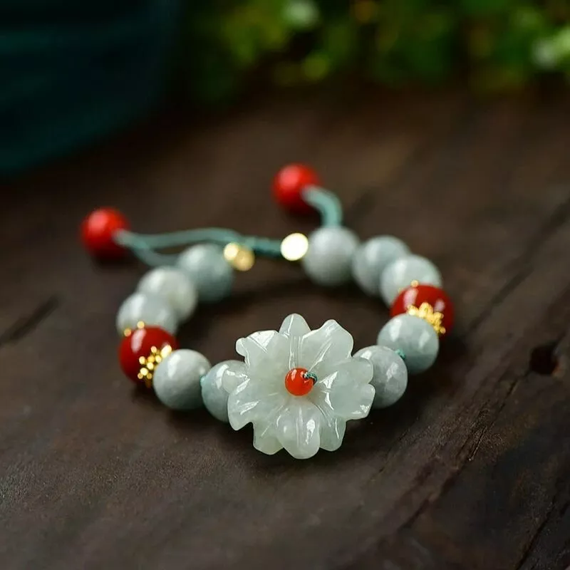 Jade flower bracelet deals