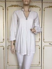 CONRAD C Designer Linen Mix Tunic Top Diamanté Trim Large 8 ( 10 / 12 ) NWT £129