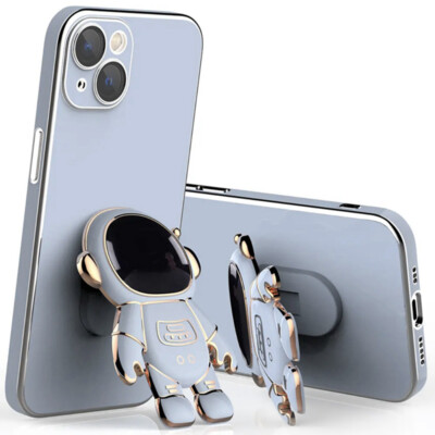 Astronaut Stand Phone Case Plating Silicone Cover For iPhone 13 12 Pro MAX 11 XS
