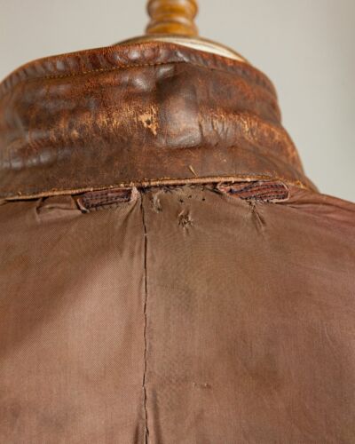 Chaqueta de motocicleta alemana de cuero de caballo de la década de 1940 con cinturón - Imagen 22 de 24
