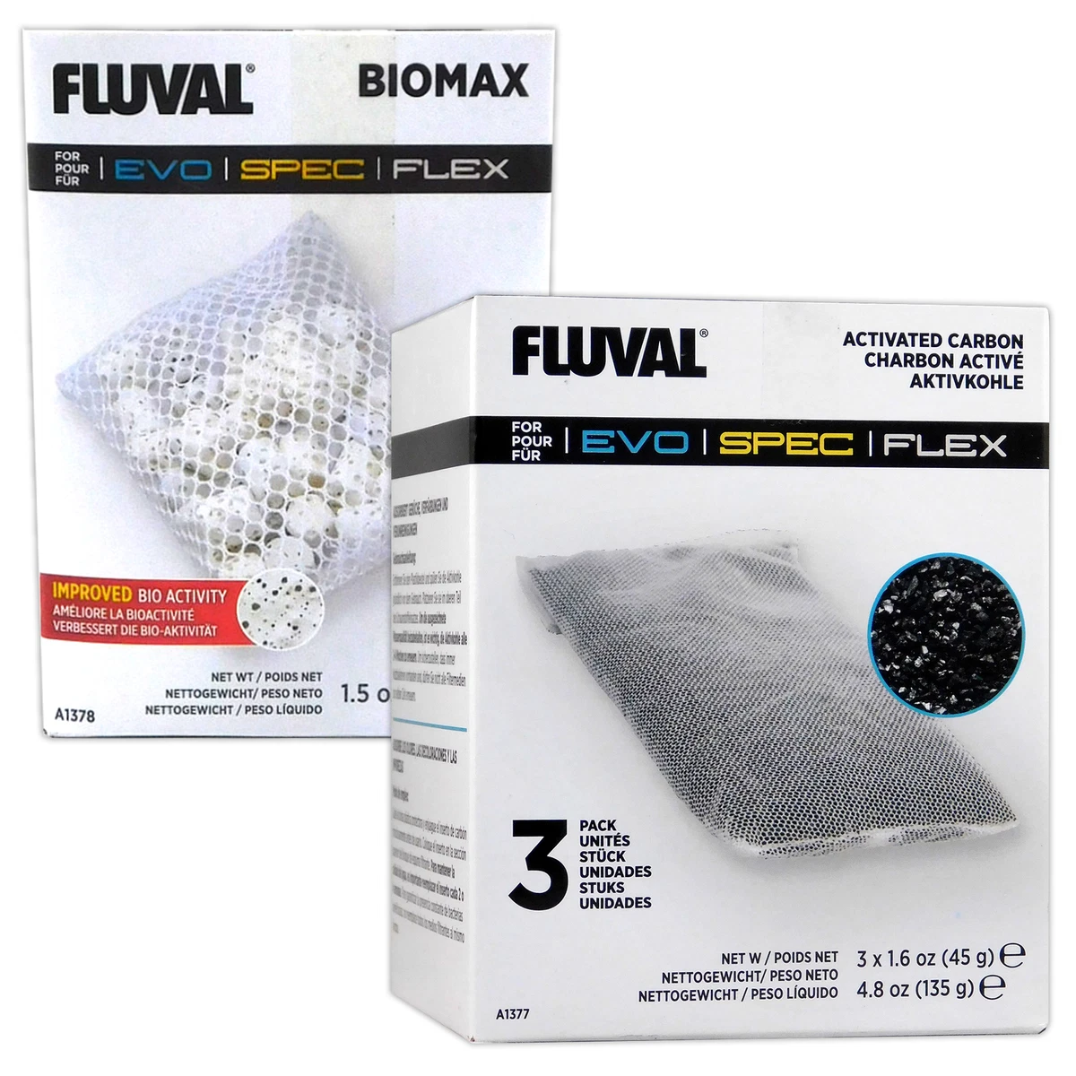 Fluval Spec Flex BioMax Carbon Media Multi Pack A1378 A1377 aquarium tank