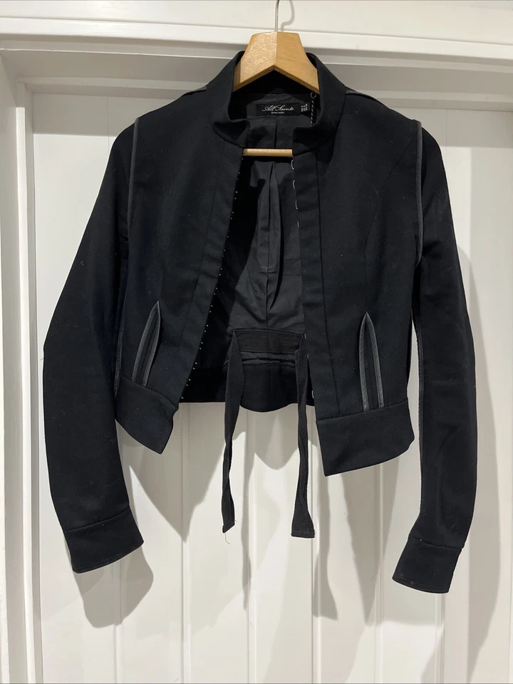 Blazer Militar AllSaints Yoni UK 6 Motociclista Negro Corto Forrado Mujer’s All Saints Foto 2 de 4