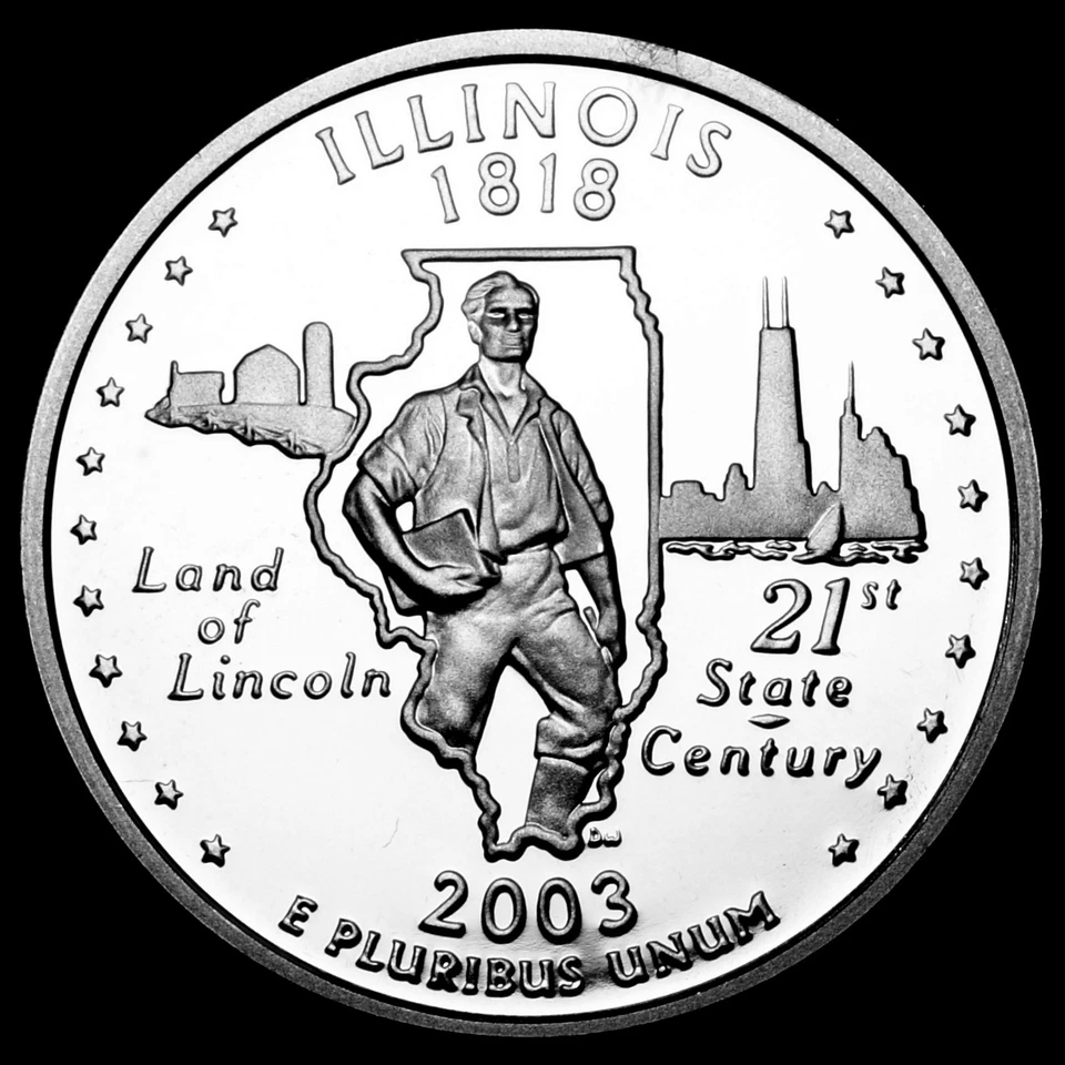 2003 S Statehood Quarter Mint Proof Set Illinois Alabama Maine Missouri Arkansas - Image 2 of 4