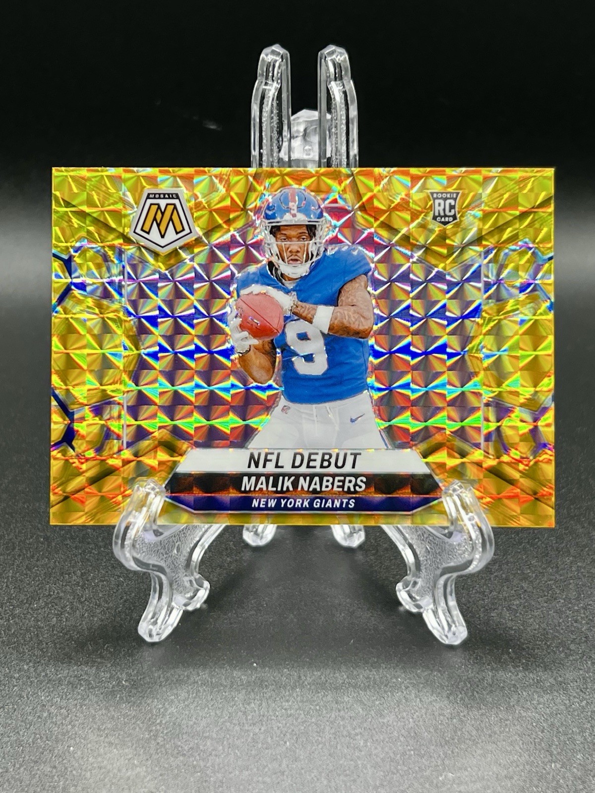 2024 Panini Mosaic NFL Debut Malik Nabers #284 Reactive Yellow Mosaic Prizm (RC)