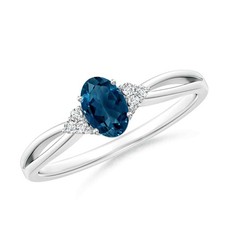 London Blue Topaz Gemstone Solitaire with Accents Wedding Ring 925 Silver