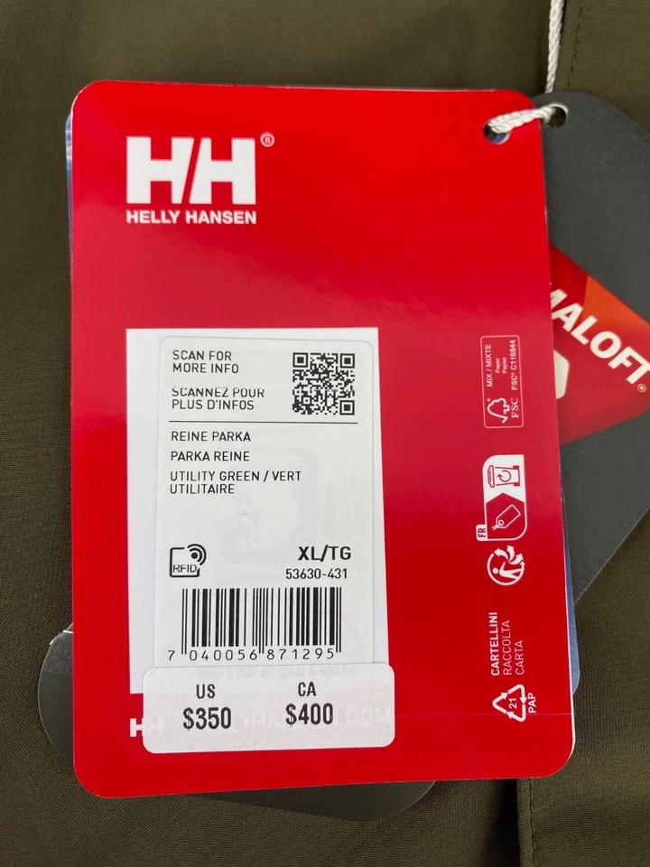 Men's Helly Hansen Reine Insulated Parka GREEN $350, Size: XL - Image 2 of 4