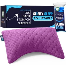 Sidney Sleep Mini Travel Size Neck Pillow- Knee, Back Lumbar & Support, Magenta