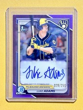 2024 Bowman Chrome Purple Refractor Luke Adams Auto RC /250