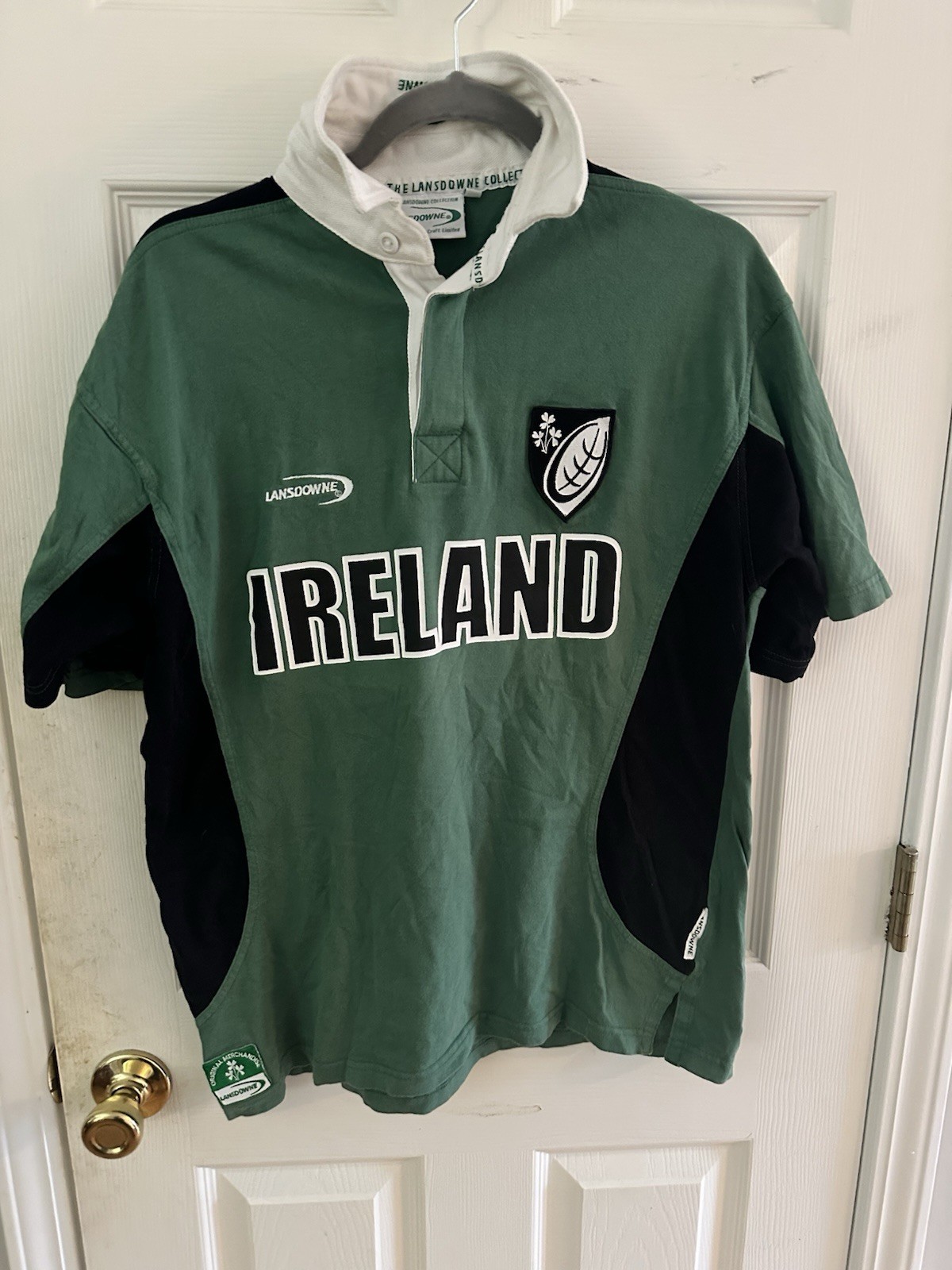Lansdowne Ireland Rugby Shirt Green Black Original Merchandise Men'S