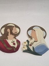 Sacred Heart Spiritual Plastic Plaque Wall Hanging Jesus Mary Art Deco