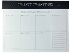 ORANGE CIRCLE Studio 2026 Weekly Desk Calendar Pad 12 Months Hard Back BLACK OCS