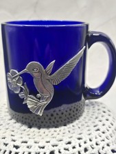 Blue Cobalt Humming Bird Coffee Cup Made in USA New Out of Box