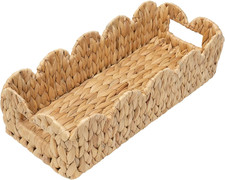Scalloped Toilet Paper Basket, Wicker Basket for Bathroom, Natural