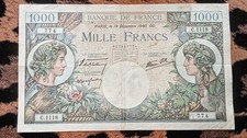 Billet 1000 Francs Commerce Et Industrie 19/12/1940