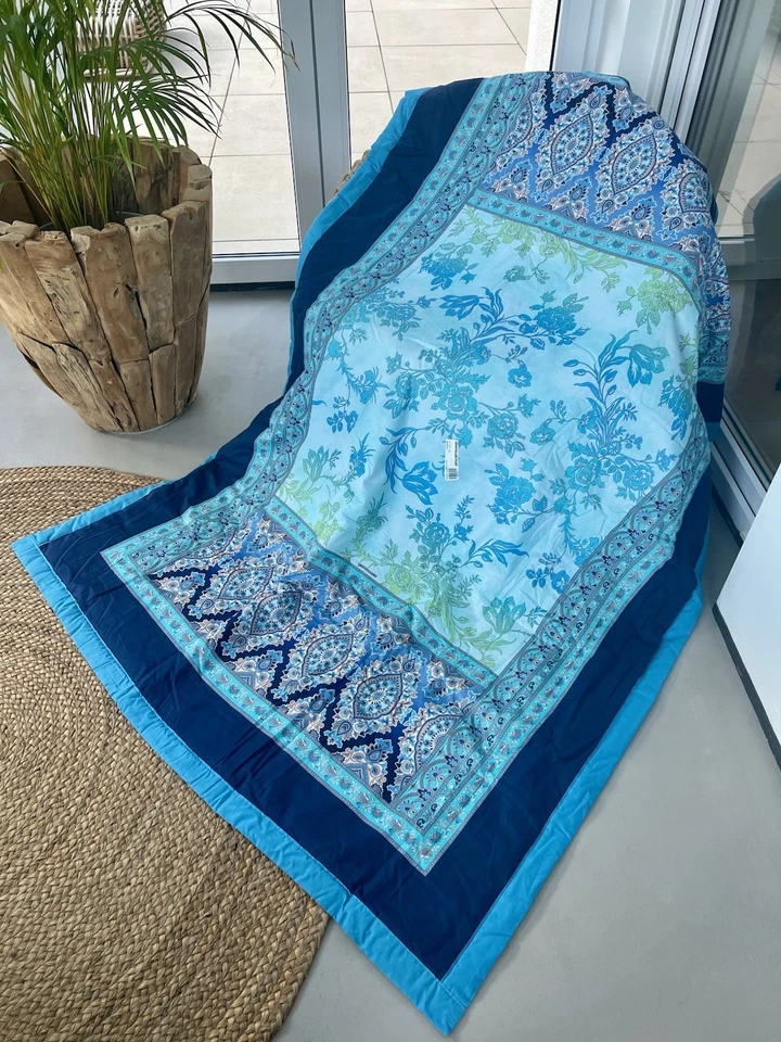 BASSETTI Plaid 135x190 AGRIGENTO B1 blau Decke Kuscheldecke TAGESDECKE Zudecke - Bild 1 von 1
