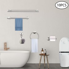 Stainless Steel Towel Bar Set 10 Pieces Bathroom Hardware Accessories Set