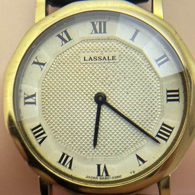Lassale Seiko Gold Ladies Watch 5A50-011A Quartz Japan Roman Numeral #670B