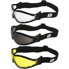 3 Pairs of Birdz Eyewear Boogie Black Foam Padded Motorcycle Z87.1 Safety