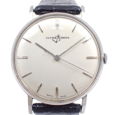 Ulysse Nardin Used round hand-wound men's watch silver dial external belt