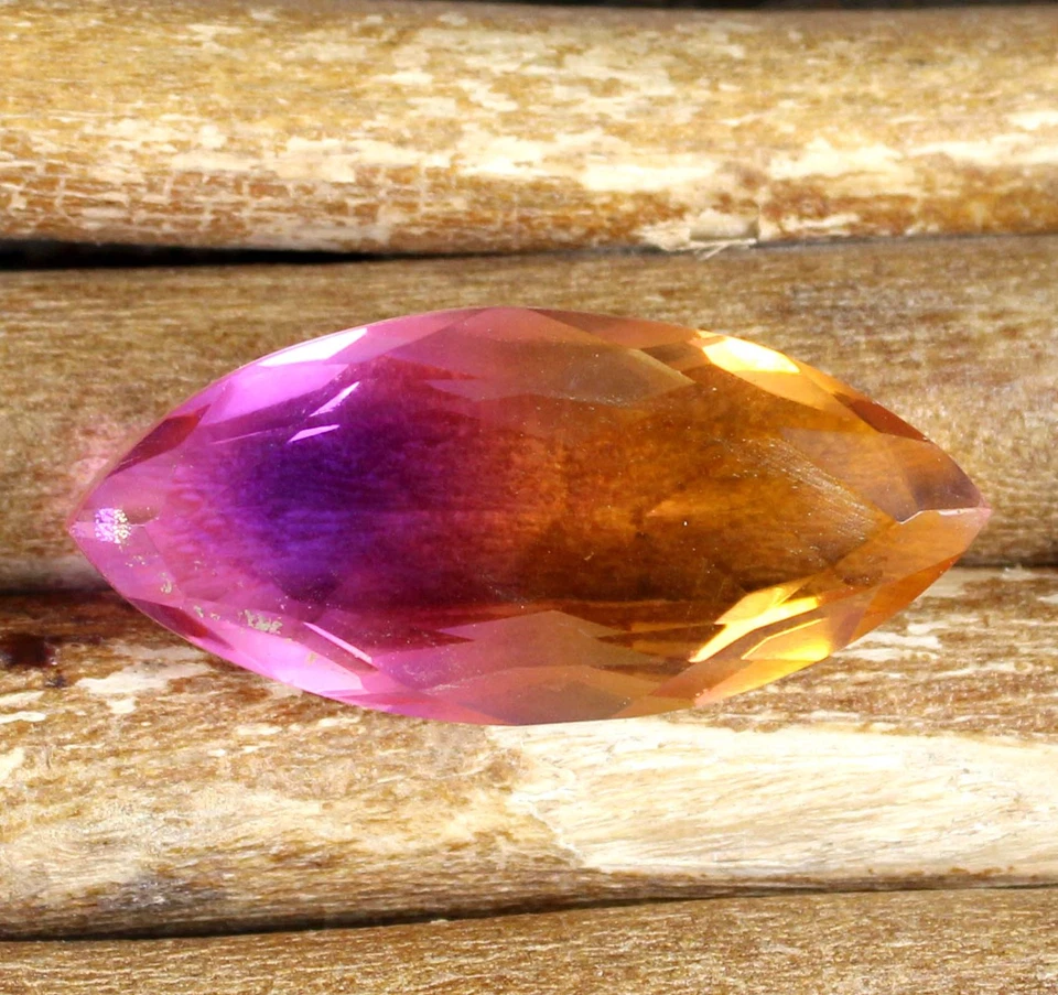 Piedras preciosas sueltas marquesa brasileñas bicolor ametrino 46,15 quilates certificadas T16508 Foto 3 de 4