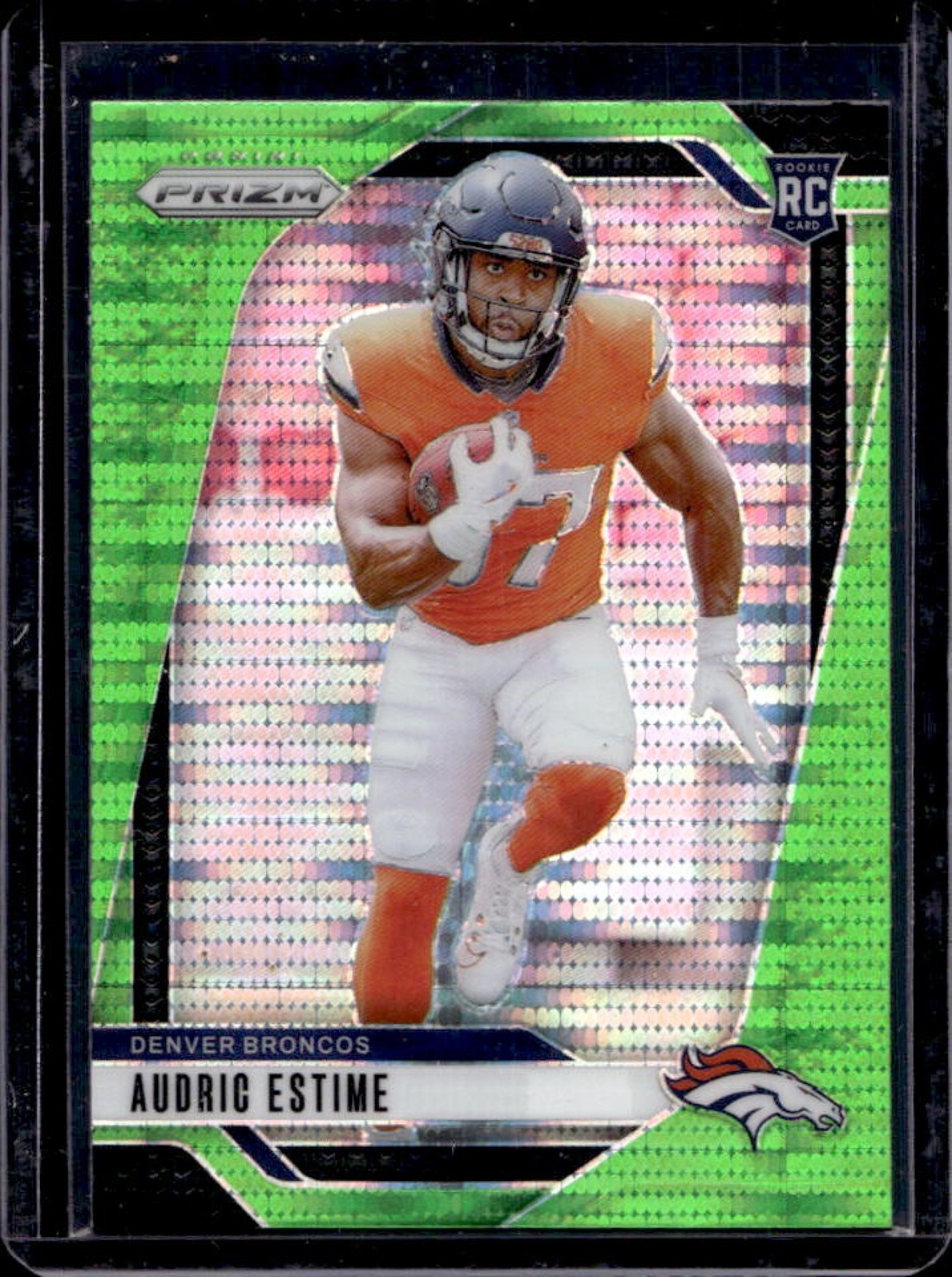 2024 Prizm Audric Estime RC Neon Green Pulsar Rookie #306 Broncos