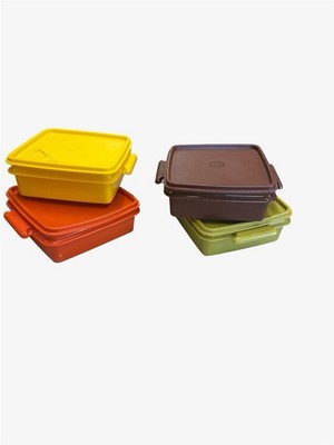 Tupperware Square Away Sandwich Keepers, set of 4, VTG