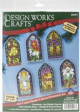Design Works Plastic Canvas Ornament Kit 2"X4" Set Of 6-Stained Glass (14 Count)