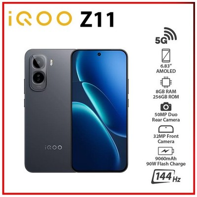 (New) iQOO Z11 5G 8GB+256GB BLACK Dual SIM Unlocked Global Android Mobile Phone