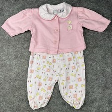 Tiny Tots Vintage One Piece Baby Size 3-6 Months Pink Spring Long Sleeve Cotton