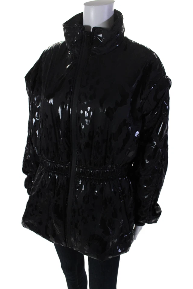 Abrigo DKNY Mujer Texturizado Manga Larga Cuello Alto Cierre con Cremallera Negro Talla S Foto 2 de 4