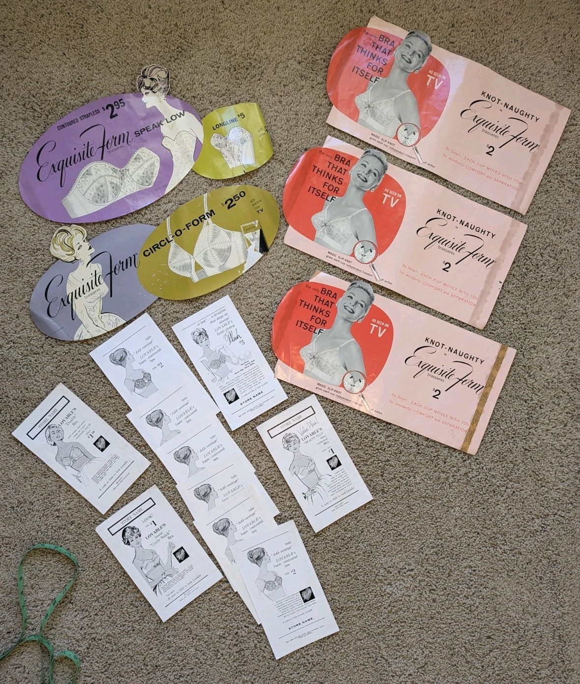 1950s LOVABLE Brassiere Vintage Print Ad Mats Exquisite Form Bra 1960s Store Ads