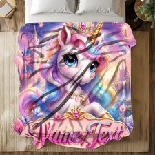 Unicorn Princess Custom Name Coral Fleece Blanket
