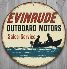 Evinrude Outboard Motors 8" Diameter Vintage Novelty Metal Sign Made In USA New!