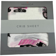 Newcastle Pink Digger Bamboo Baby Crib Sheet Truck Construction Standard Fitted