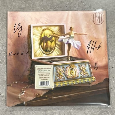 *DESCRIPTION* Rainbow Kitten Surprise SIGNED Love Hate Music Box Milky Vinyl 2LP