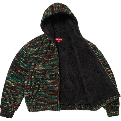 Supreme FW25 Faux Shearling Lined Zip Up Hooded Sweater Green Size S New IN HAND