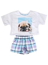Justice Girls White "Maybe Later" Pajamas Lounge Shorts Sleep Set XS 5/6 