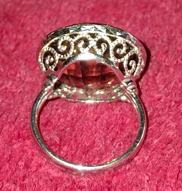 Anillo De Colección Oro Blanco 14k Cuarzo Ahumado Dublín Irlanda Fabricante Marca 20+ct Talla 6.5 Foto 2 de 4