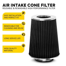 4" Universal Performance Truck High Flow Cold Air Cone Intake Dry Filter Black