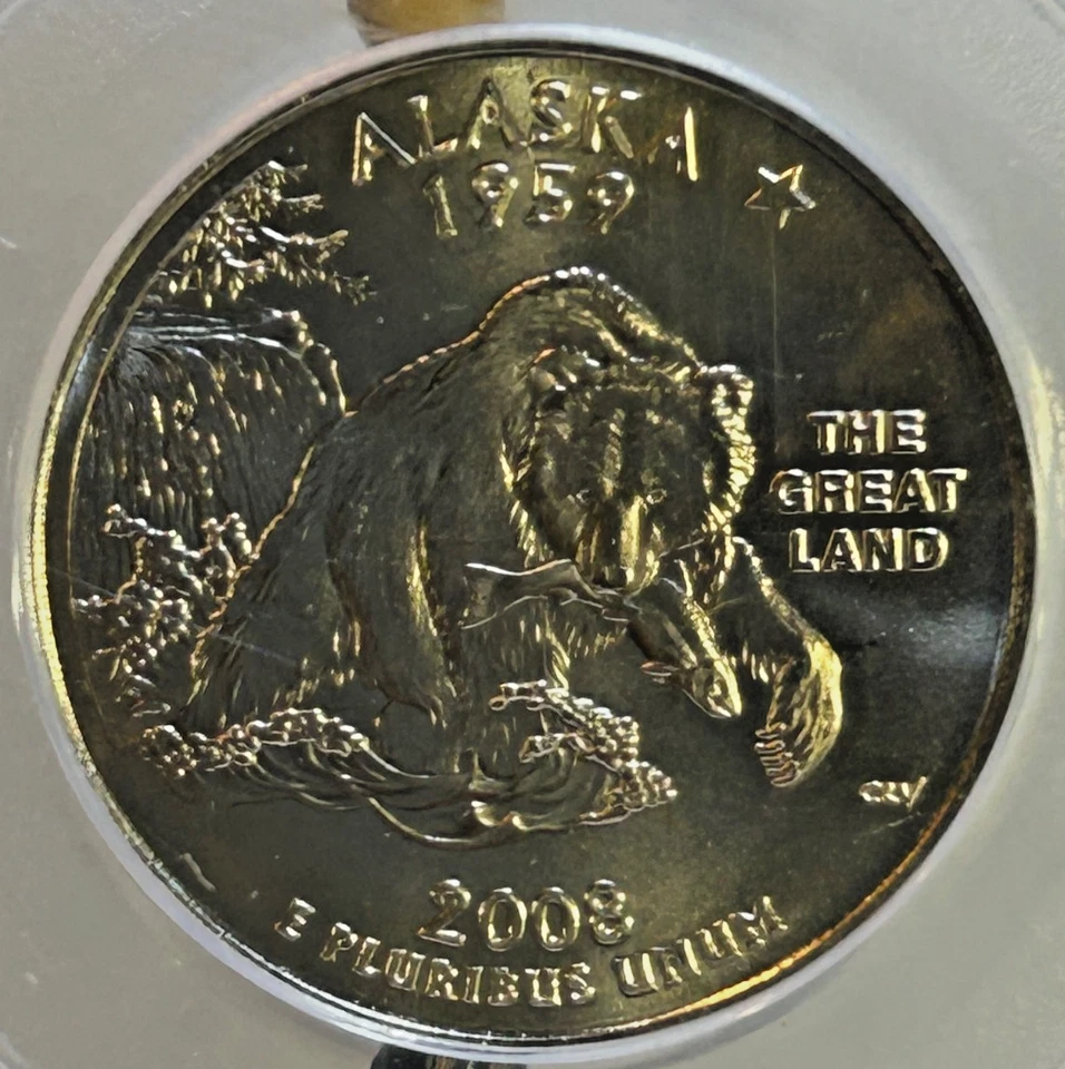 2008 D Alaska Statehood Series SMS Satin Finish Washington Quarter MS 68 PCGS - Image 3 of 4