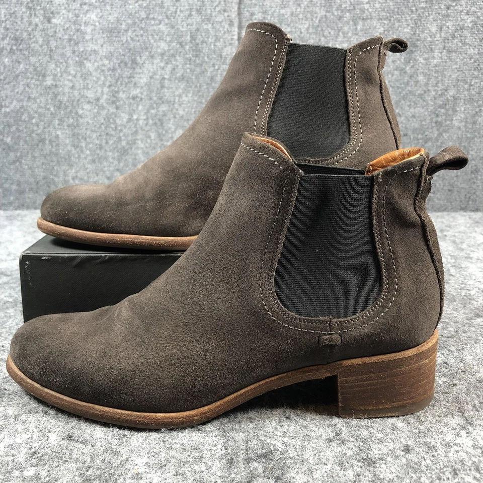 Botas femininas Alberto Fermani tamanho 6.5 UE camurça marrom Chelsea tornozelo feitas na Itália - Imagem 3 de 4