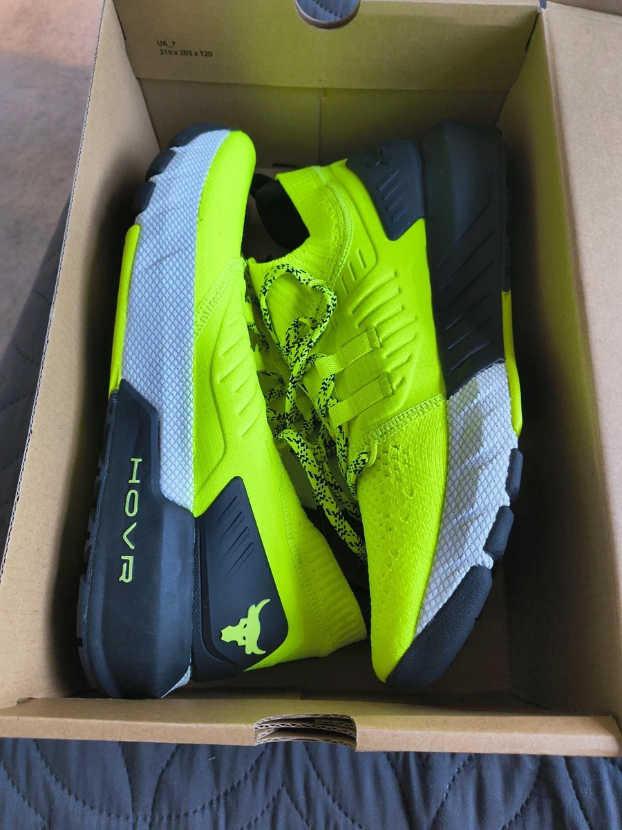 Under Armour UA Project‎ Rock 3 HOVR Volt Mens Yellow& Black Sneaker Sz9 Under Armour Project Rock 3 High-Vis Yellow Black for sale  main image 3