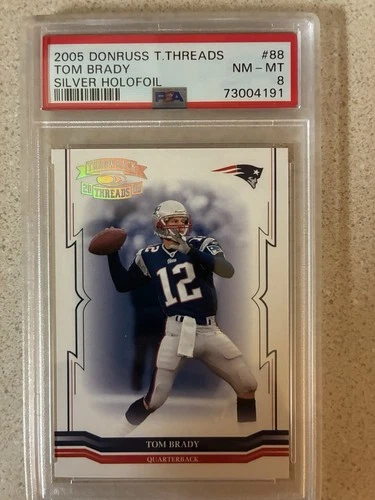 2005 Donruss Throwback Threads - Tom Brady #88 Silver Holofoil /150 PSA 8