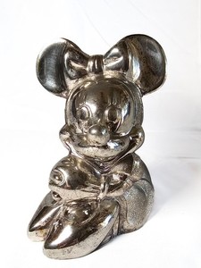 Vintage Disney 1989 Reed & Barton Minnie Mouse Silver-plated Piggy Bank 5"