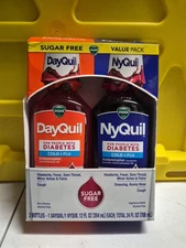 2 Bottles Vicks NyQuil & DayQuil Sugar Free 12oz Each Bottle 