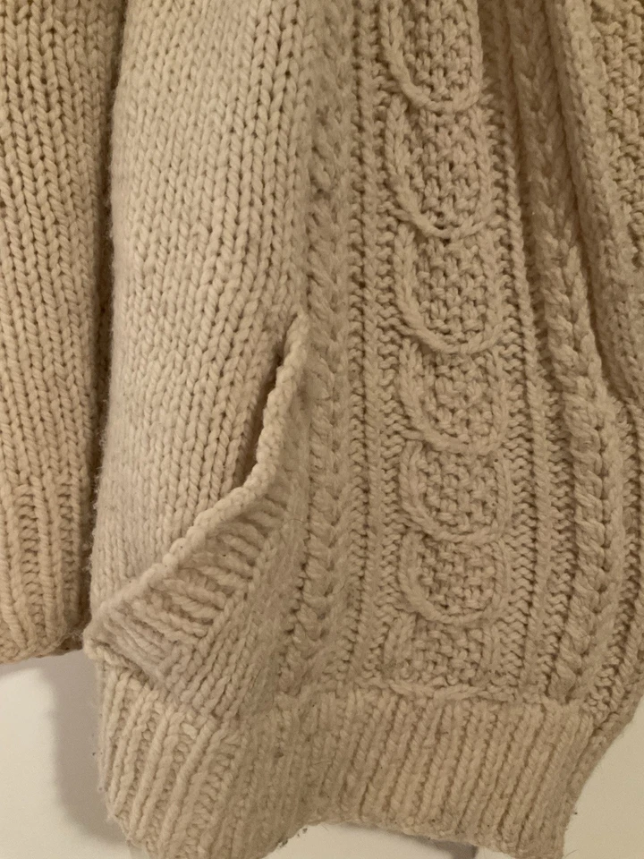 Cárdigan Suéter Vintage Granny Cottage Core M/L Crema Hecho a Mano Tejido a Mano Foto 3 de 4
